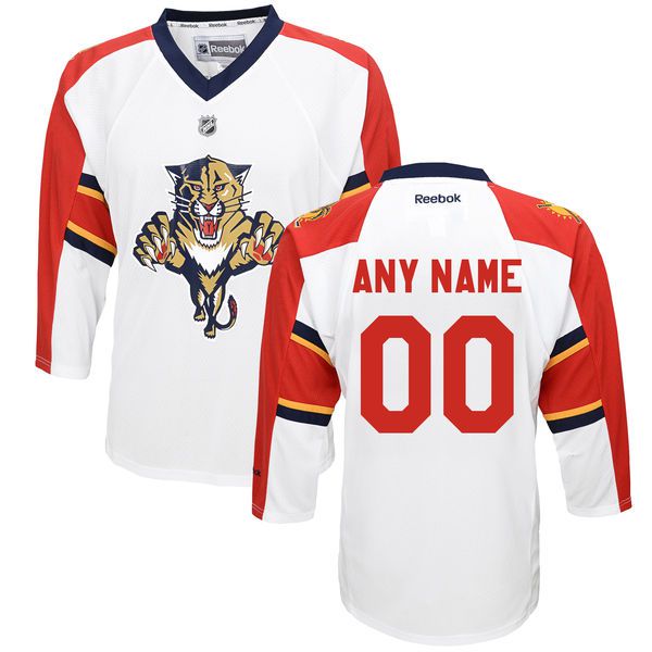 Reebok Florida Panthers Youth Replica Away Custom NHL Jersey - White